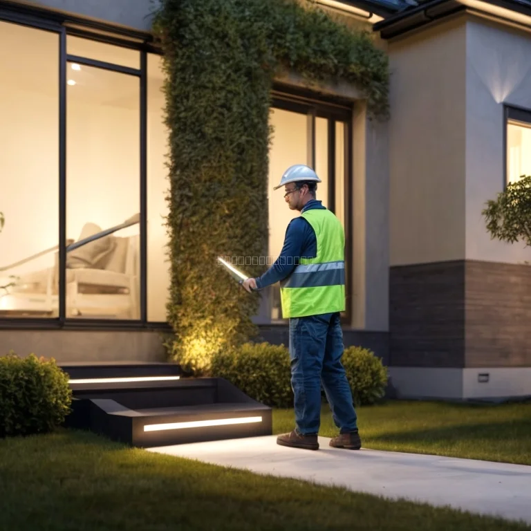Equipe YardLight instalando iluminação externa em jardim residencial
